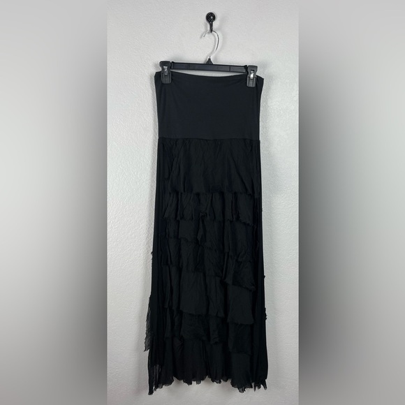 MEO MELL Black Ruffle Midi Skirt Sz OS Witchy Grunge Dress Whimsigoth goblincore - Picture 1 of 8